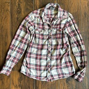 Eddie Bauer Cotton Flannel Button Down Long Sleeve Shirt XS (F11)
